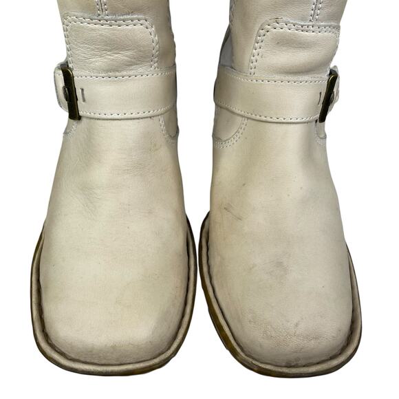 Dr. Martens Dana Off White Leather Fur Cuffed Calf Boot Size US 7 - Picture 8 of 12